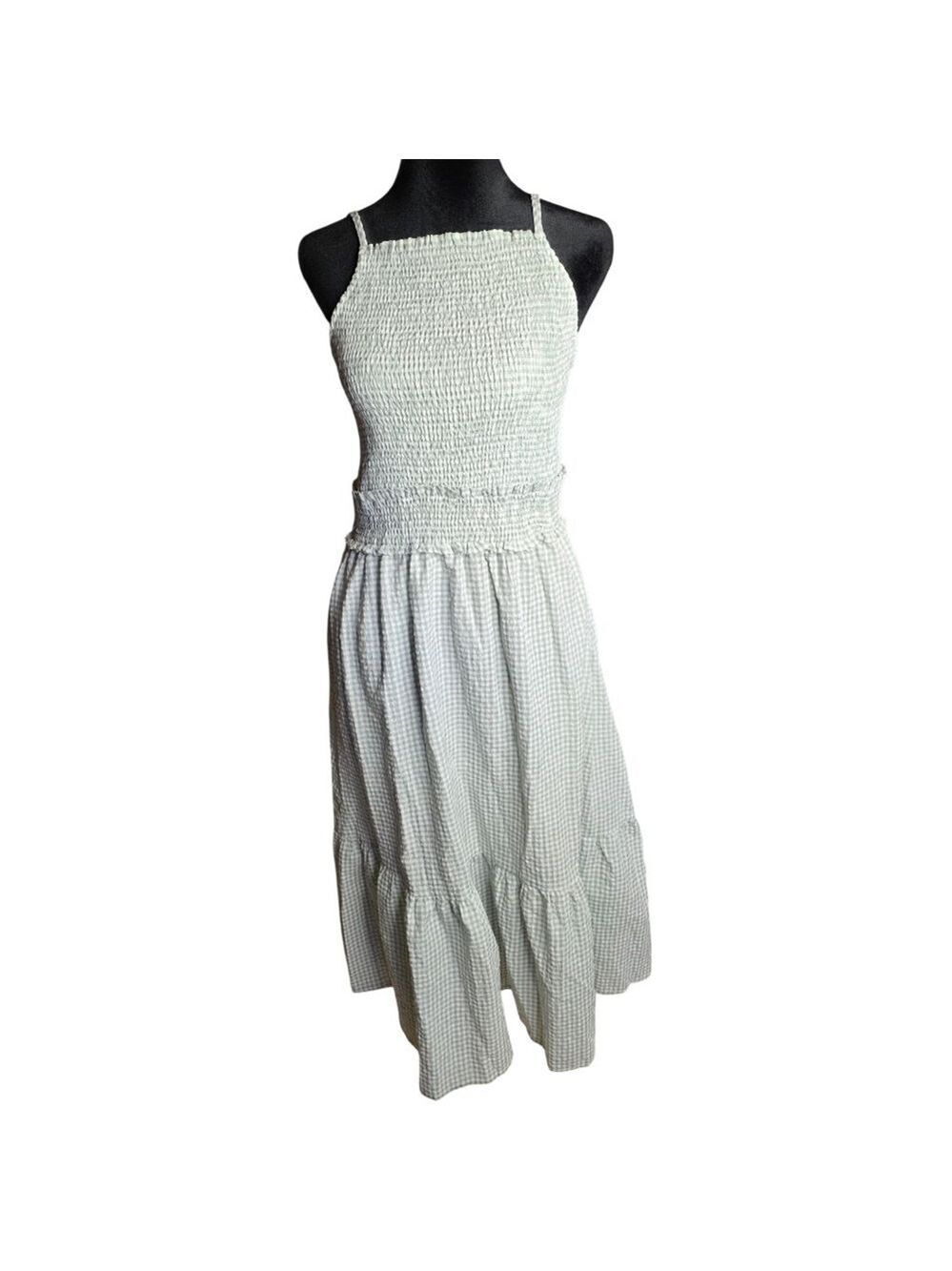Women's Lost + Wander Midi Dress M Sage Green Gingham
